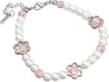 CAZSTYK Love Flower Beaded Bracelet Delicate Imitation Pearls Bracelet Hand Chain Charm Wrist Jewelry Adjustable Length