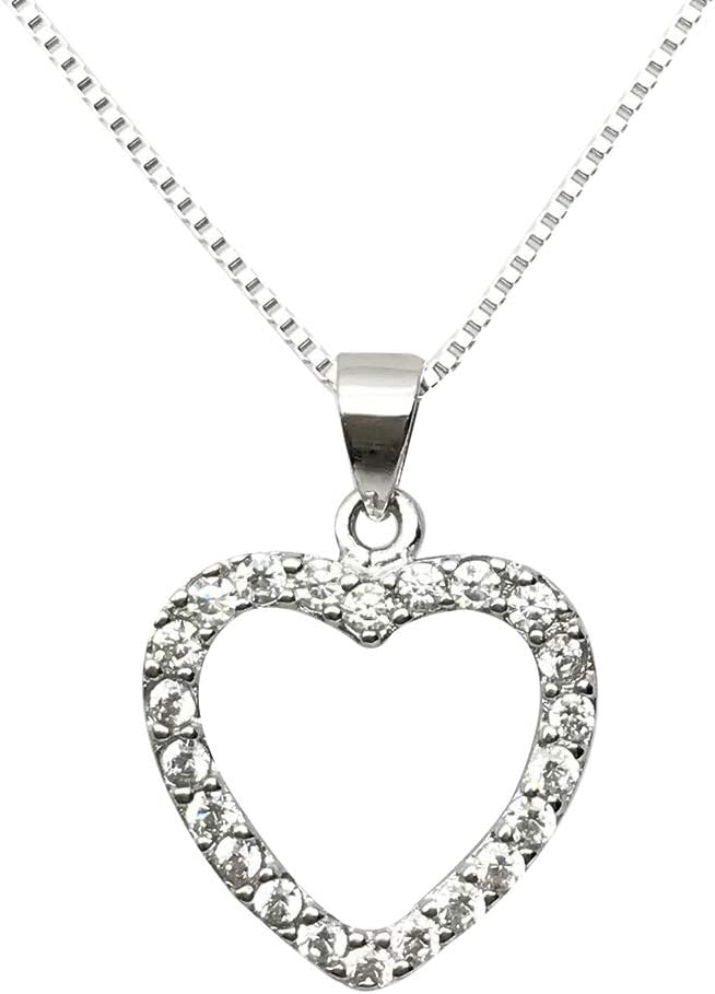 Philip Jones Silver Plated Open Heart Necklace Created with Zircondia® Crystals