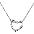 Silver Heart Necklaces for Women Silver Plated Chain Heart Necklace Pendant Necklace Silver Jewellery for Women Gift