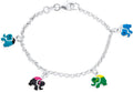 Bling Jewelry Good Luck Zoo Animal Lucky Garden Colorful 5 Multi Elephant Dangling Charm Bracelet for Girls Teens .925 Sterling Silver 6 Inch Small Wrist & 7.5"