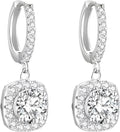 Jewellbox Moissanite Sterling Silver Hoops Earrings for Women, Hypoallergenic Womens Earrings, 2ct Color D, Drop Style